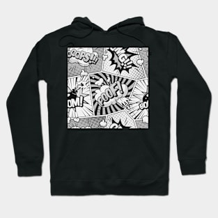 Black and White Comic Book Word Art Collage Hoodie